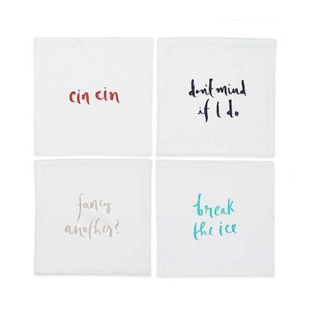 Set of 4 Kate Spade Cotton Cocktail Napkins